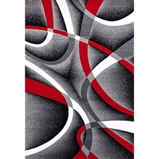 Persian Area Rugs 2305 Gray Black Red White Swirls 5'2" X7'2" Modern Abstract Area Rug - Product image 1