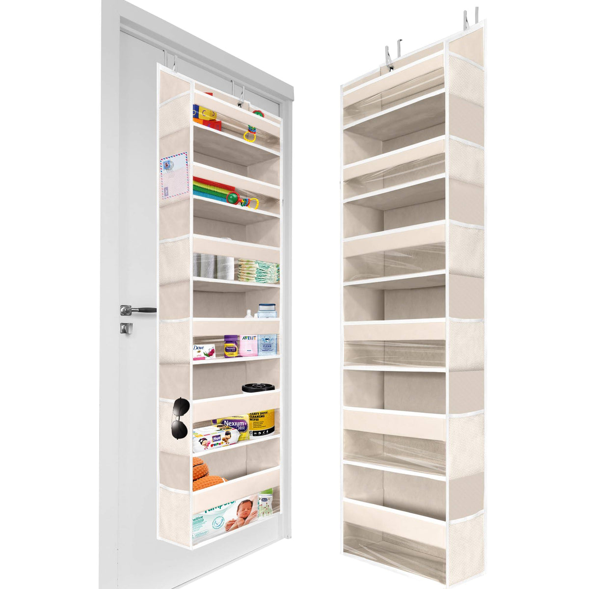 Homelux Theory Upgraded 1 PC Over The Door Organizer 55x14x6.7, 6 Large Capacity Front & 12 Mesh Side - Product image 1