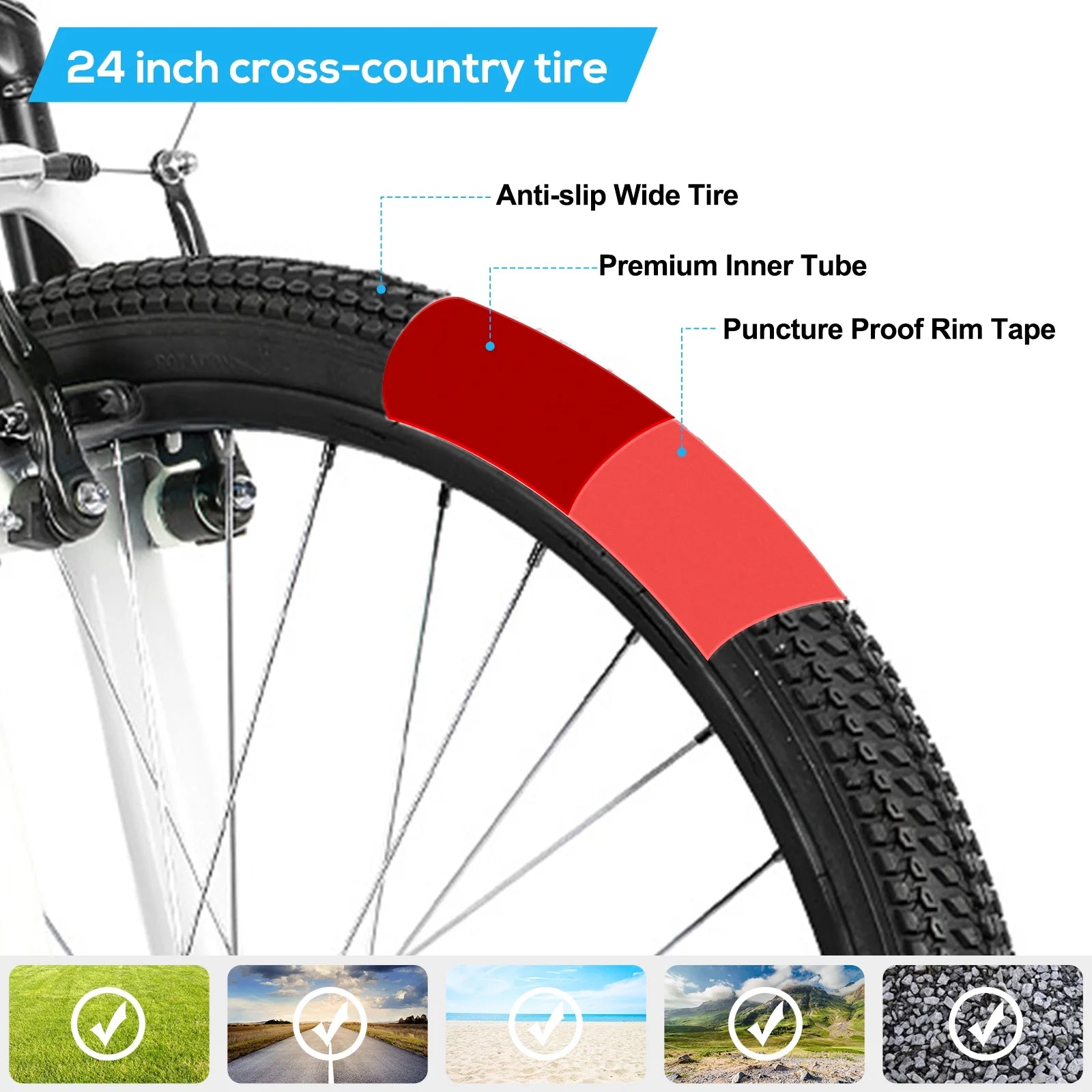 Hiland 24 in Mountain Bike, Front Suspension Fork Bicycles for Adults Multiple Colors - Product image 29