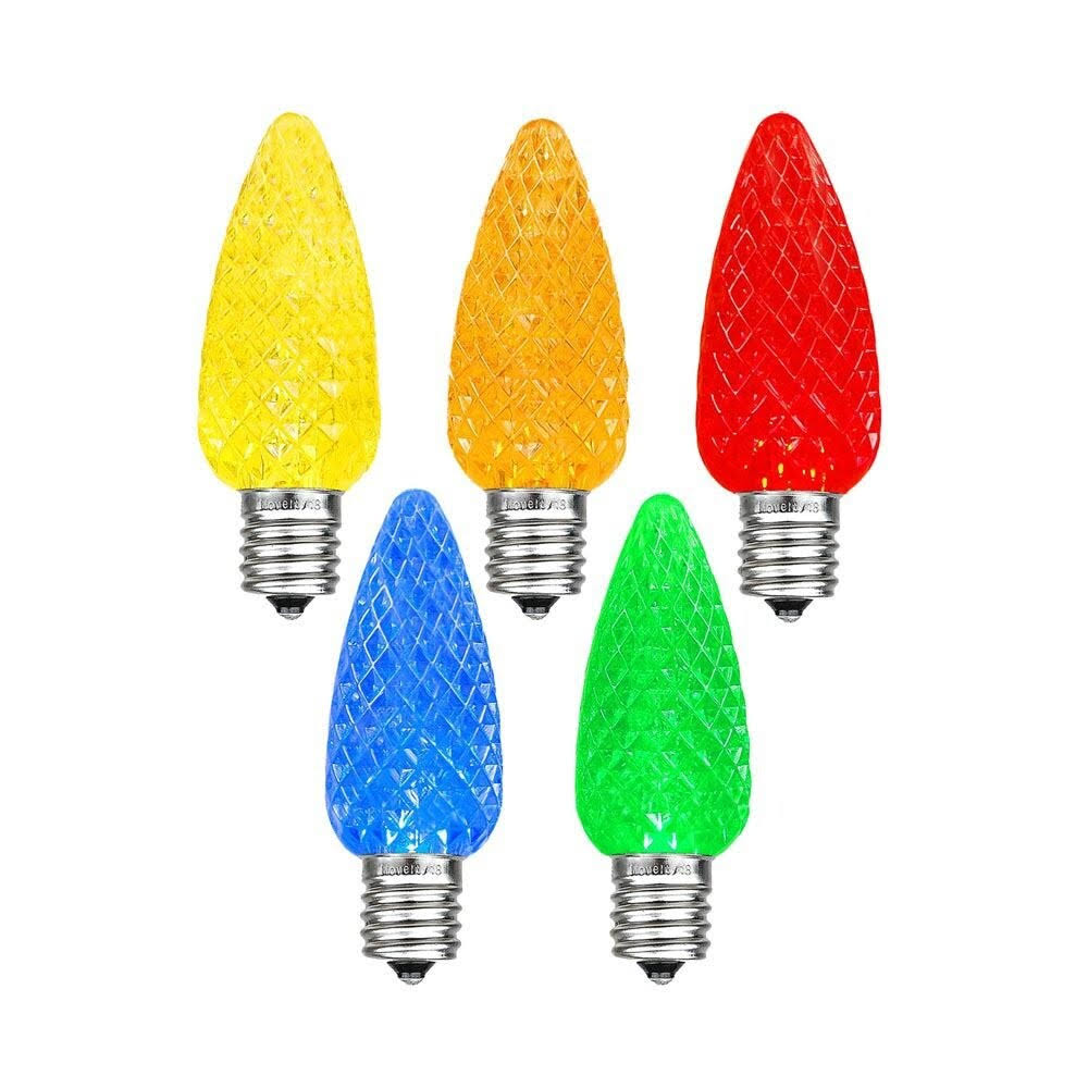 Novelty Lights 25 Pack C9 LED Twinkle Outdoor Christmas Replacement Bulbs, Multi, E17/c9 Base, .5 Watt - Product image 1