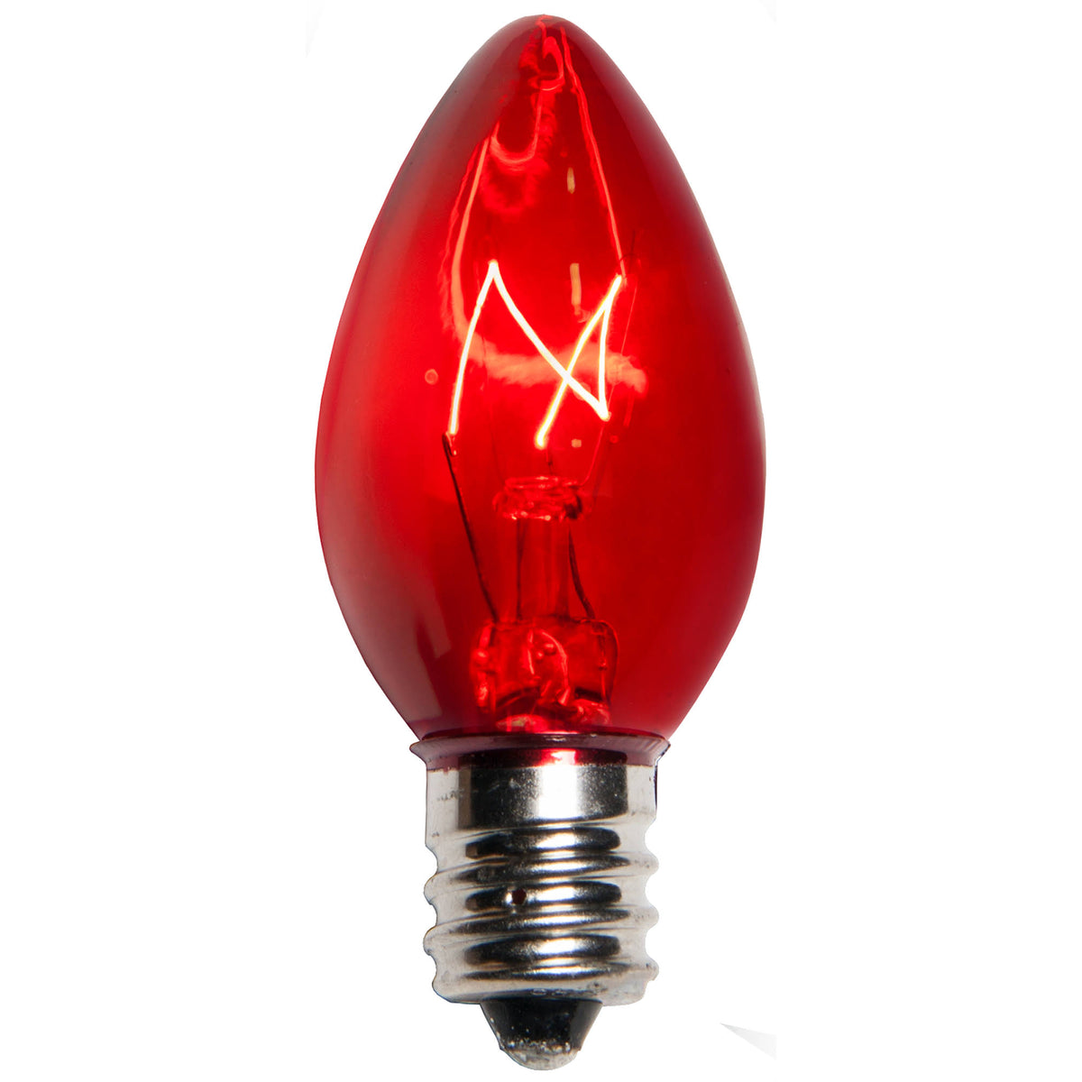 Wintergreen C7 Triple Dipped Transparent Red, 5 Watt Light Bulbs - Product image 1