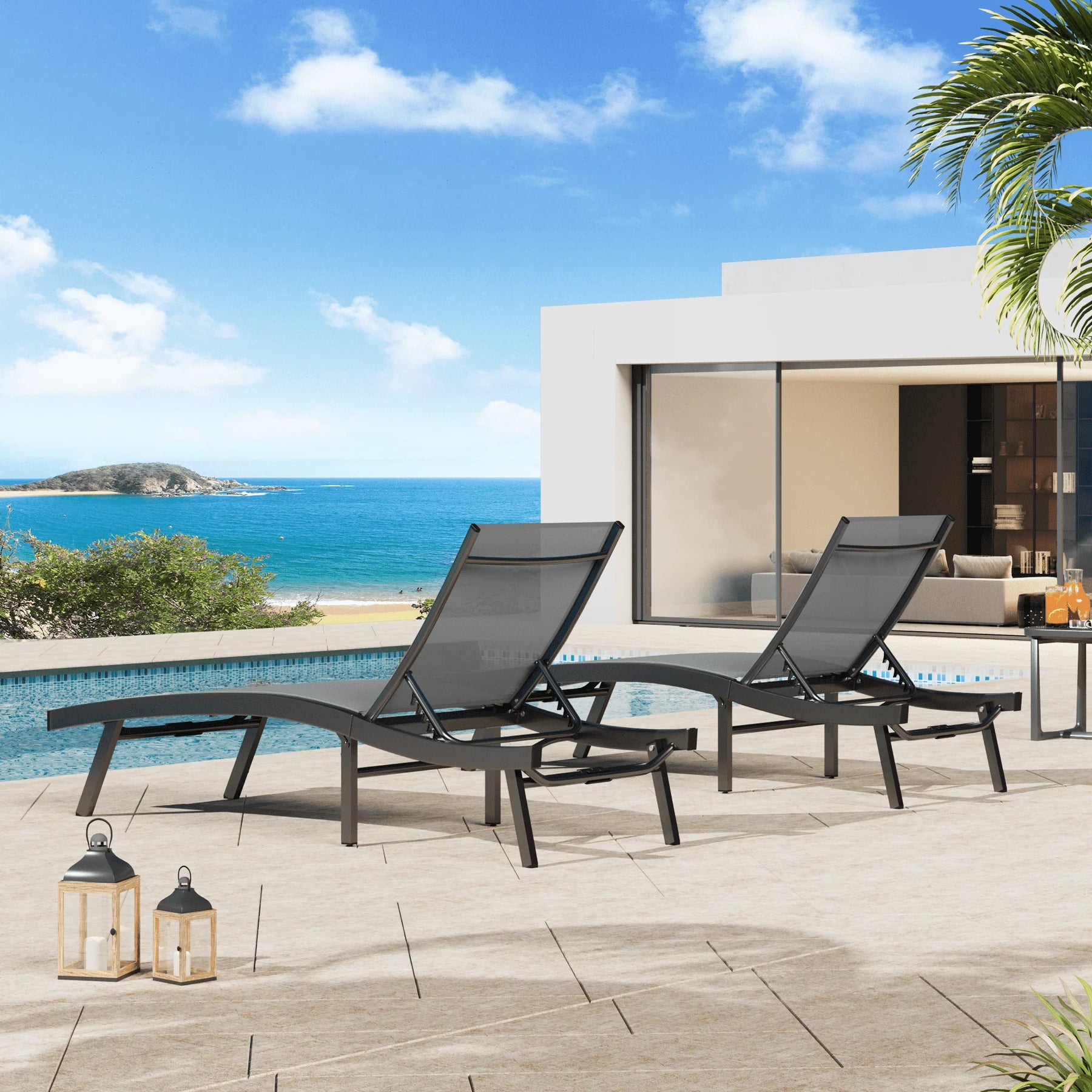 AECOJOY Outdoor Chaise Lounge, All Weather Pool Lounge Chairs Ergonomic Design (Dark Grey, 2 PCs) - Product image 8