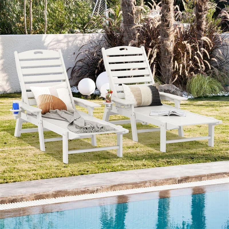 Outdoor Chaise Lounge Chair with 4-Position Backrest & Cup Holder - Product image 12