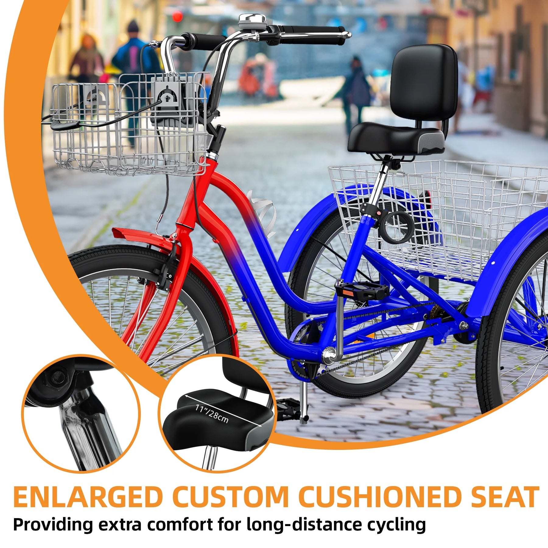 Dextrus 24 in 3 - Wheel Bike, Single Speed Adult Trike, Low Step - Through Cruiser with Front & Rear - Product image 22