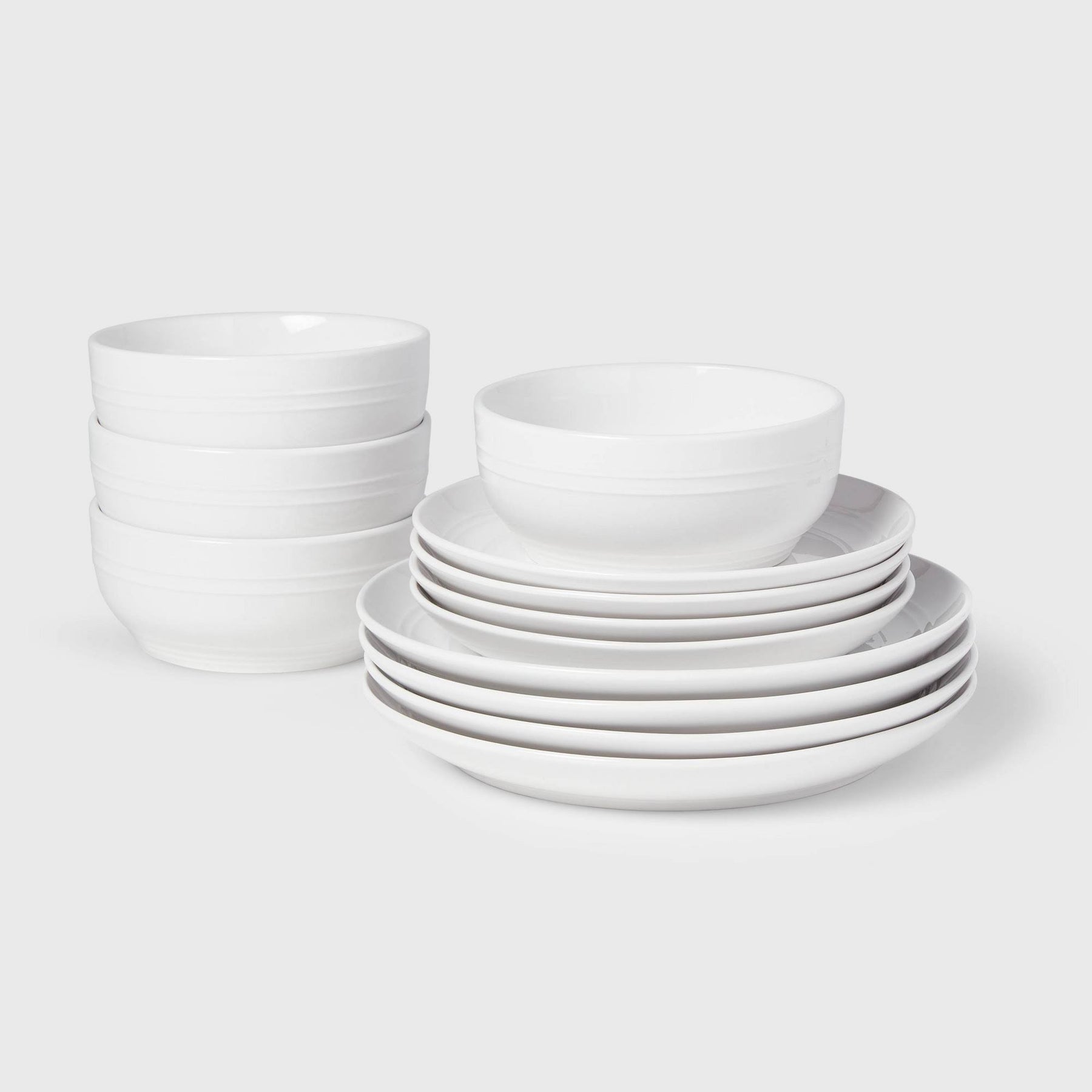 12pc Stoneware Westfield Dinnerware Set White - Threshold - Product image 1