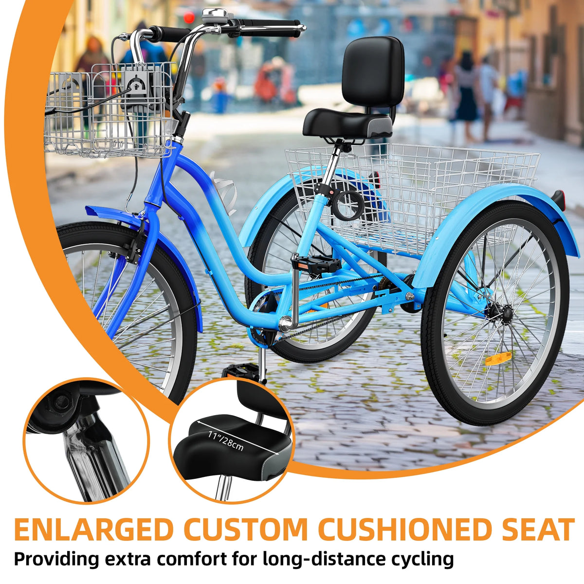 Dextrus 24 in 3 - Wheel Bike, Single Speed Adult Trike, Low Step - Through Cruiser with Front & Rear - Product image 27