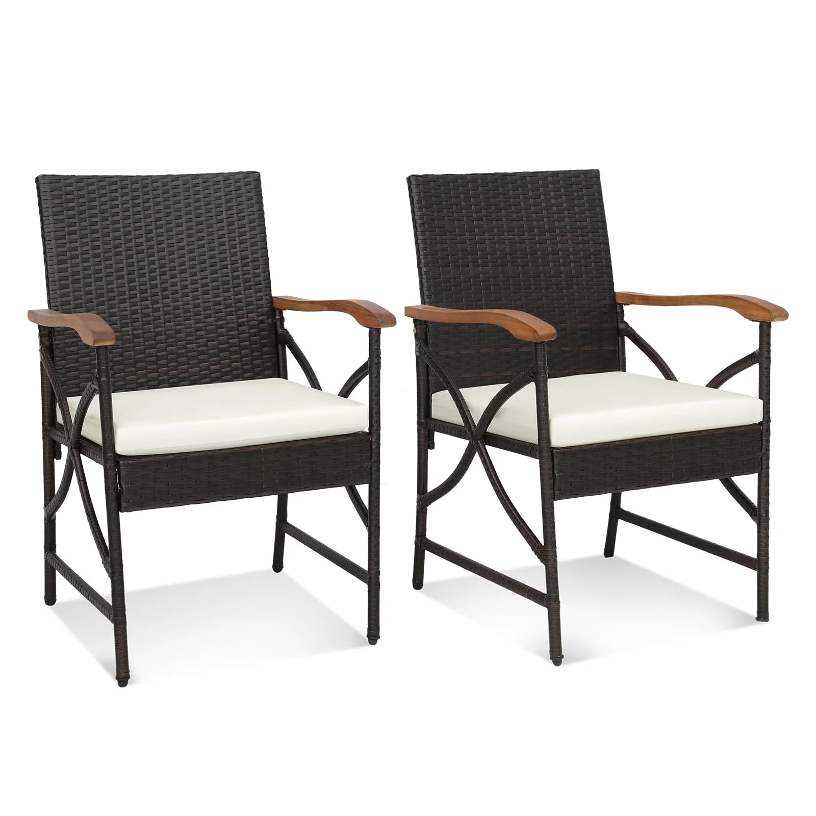 Tangkula Patio Wicker Chair Set of 2, Outdoor PE Rattan Chairs - Product image 1