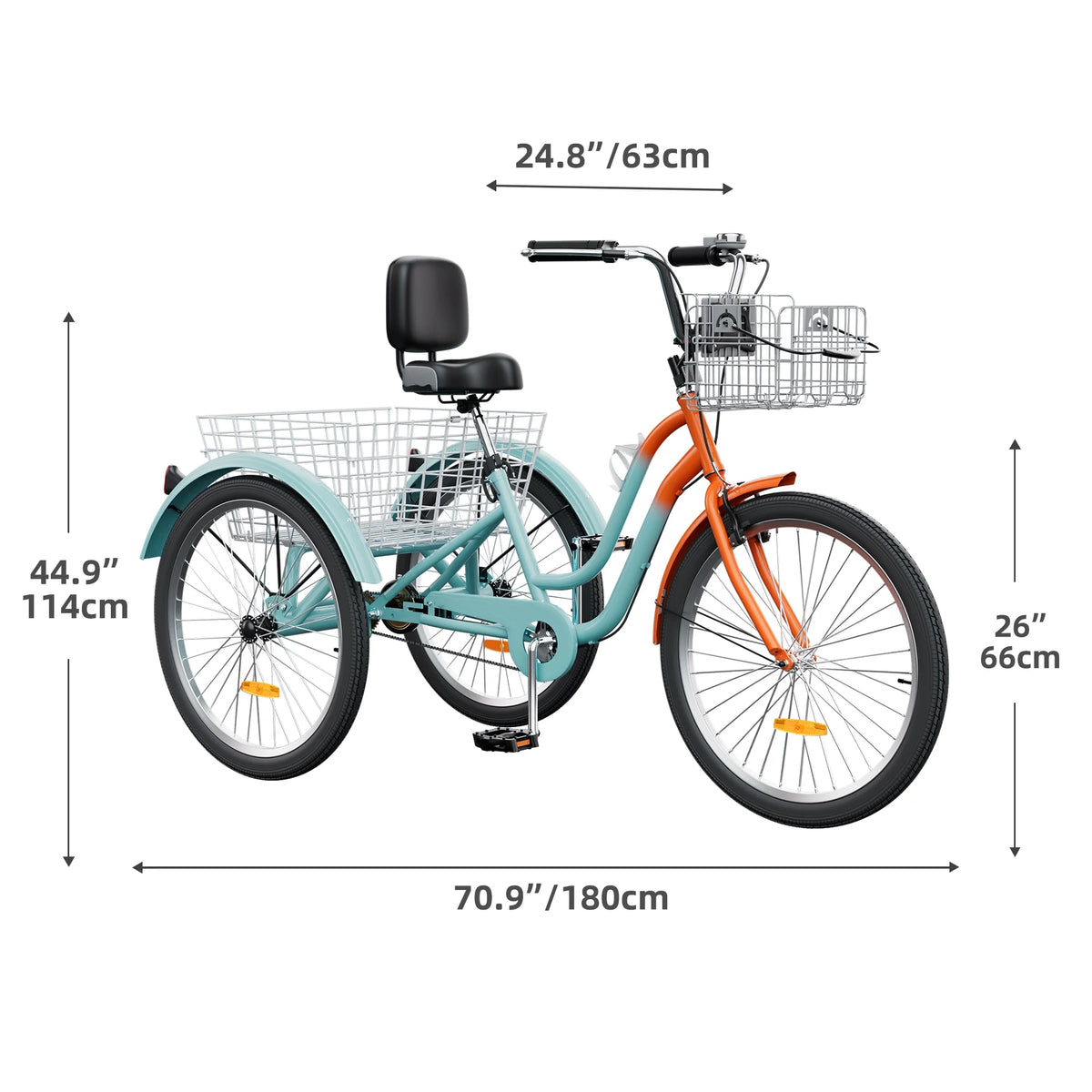 Dextrus 24 in 3 - Wheel Bike, Single Speed Adult Trike, Low Step - Through Cruiser with Front & Rear - Product image 44