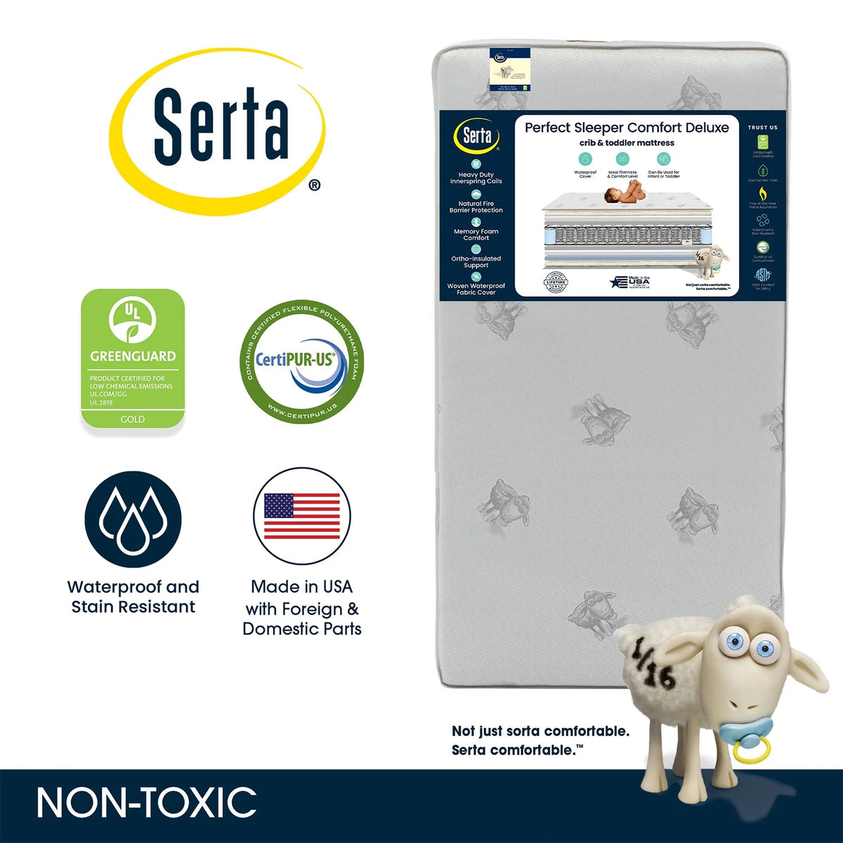Serta Perfect Sleeper Comfort Deluxe 2 - Stage Crib and Toddler Mattress - 220 Inerlocking Coils - Product image 2