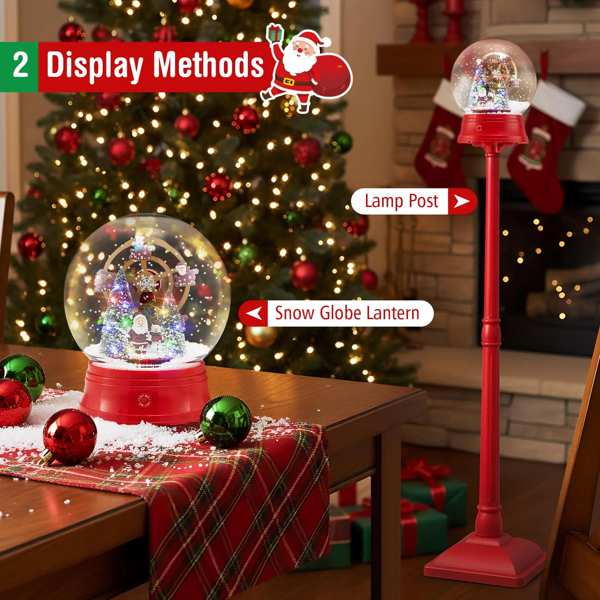 Tangkula 5.3 Ft 2-in-1 Musical Christmas Street Lamp with Falling Snow - Product image 9