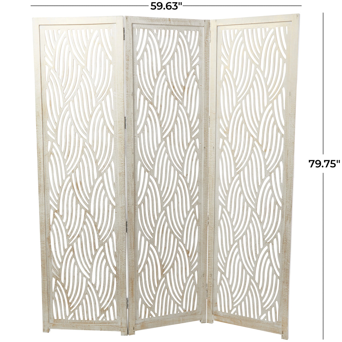 Decmode 60" x 72" Black Mango Wood Abstract Wavy Cutout 3 Panel Room Divider Screen, 1 - Piece - Product image 15