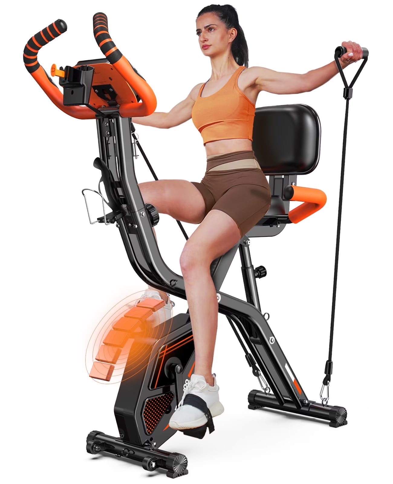 Pooboo 4 - in - 1 Exercise Bike, Foldable Stationary Bike, Tri - Position Indoor Cycling Bike with 8 - Product image 1