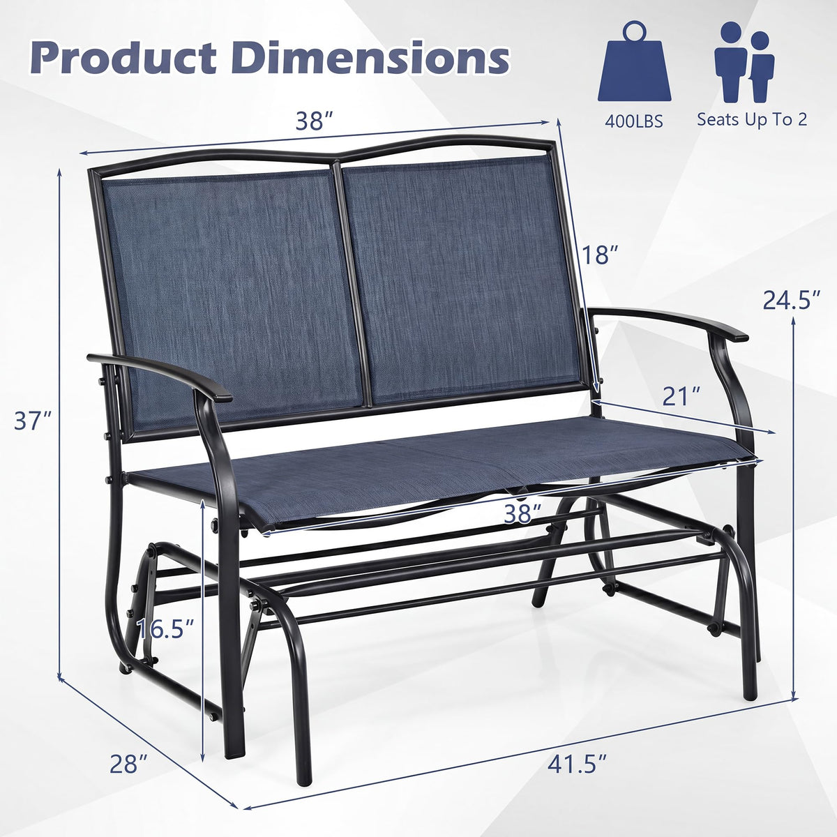Tangkula 2-Person Patio Swing Glider Bench - Product image 3