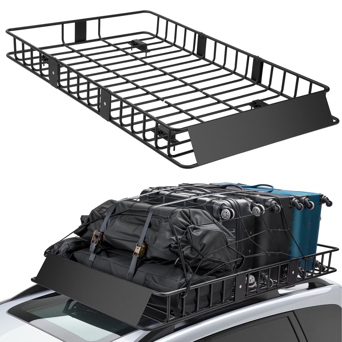 Naipo Roof Rack Cargo Basket, 500 lb, 64"x39"x6"extendable Roof Luggage Holder Rack with 4 U - Product image 1