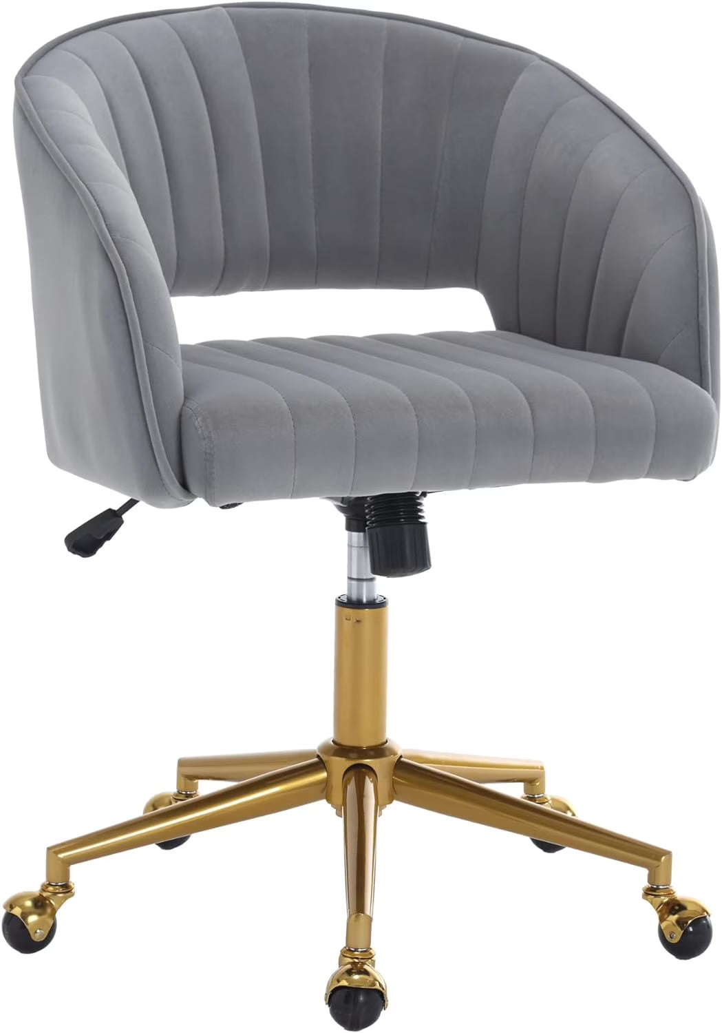 Home Office Swivel Desk Chair, Modern Velvet Vanity Chair, Height Adjustable Armchair with Gold Base - Product image 4