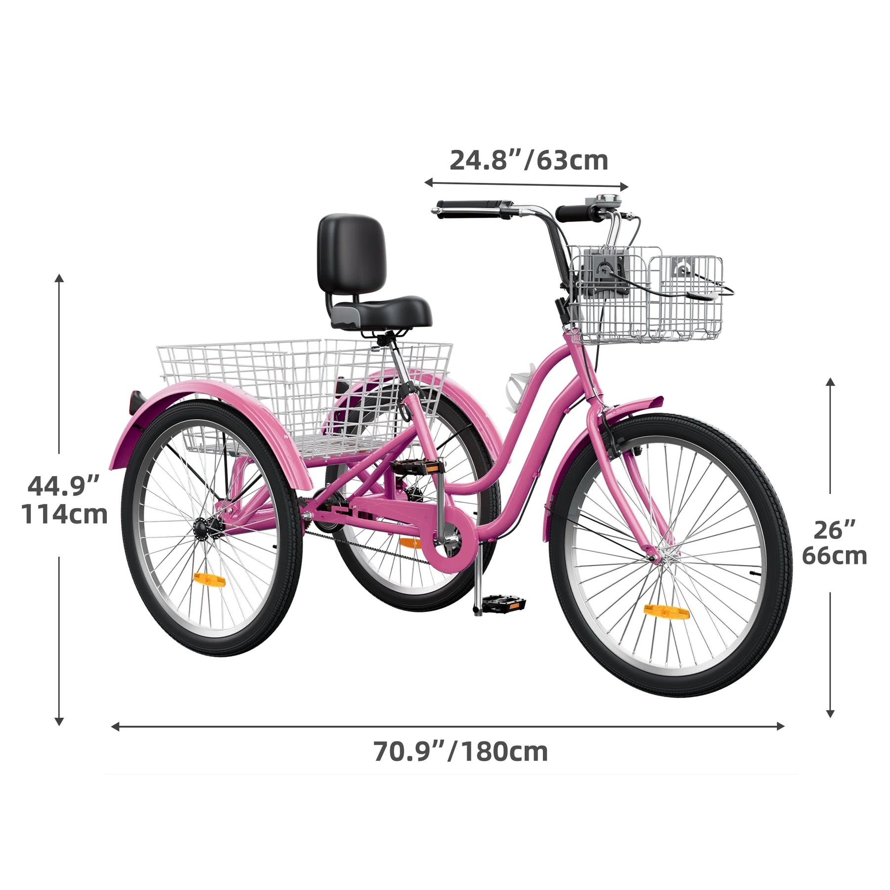 Dextrus 24 in 3 - Wheel Bike, Single Speed Adult Trike, Low Step - Through Cruiser with Front & Rear - Product image 40
