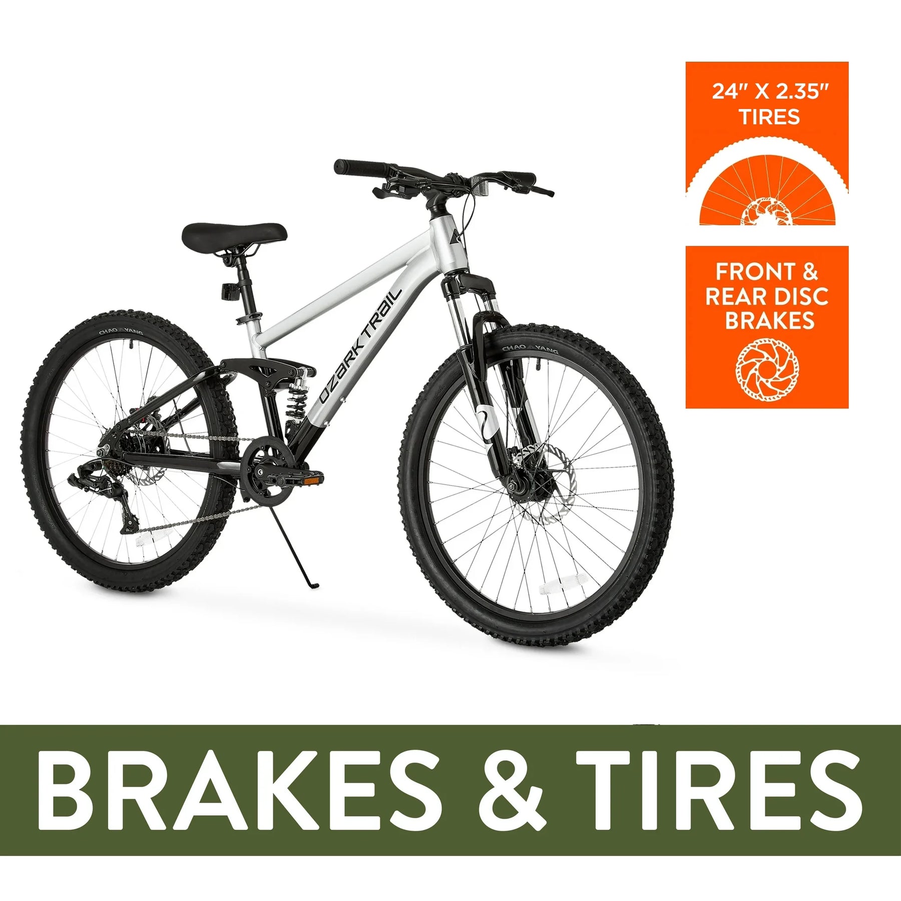 24" Ozark Trail FS.1 Epictrail Full Suspension Mountain Bike, for Teens and Adults, Heights Between 4'6" - Product image 4