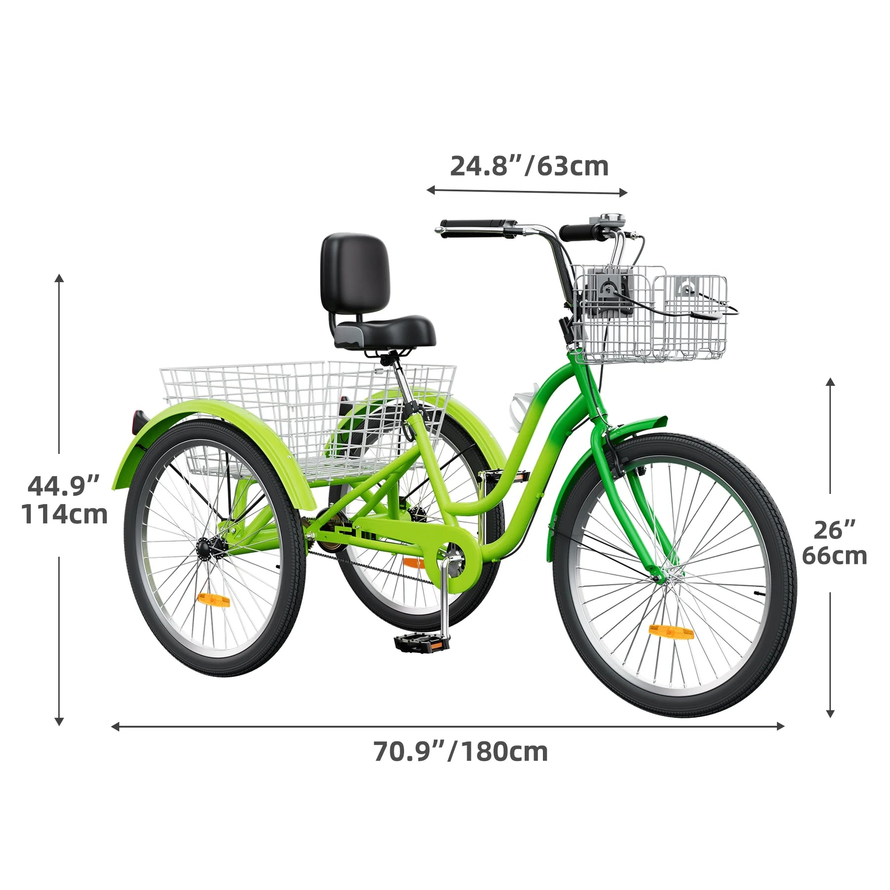 Dextrus 24 in 3 - Wheel Bike, Single Speed Adult Trike, Low Step - Through Cruiser with Front & Rear - Product image 49