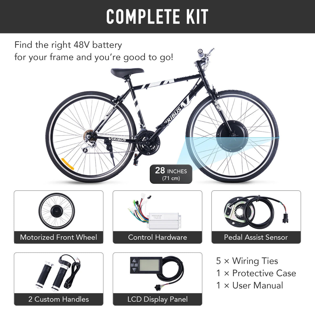 Viribus Electric Bike Conversion Kit 26" Rear Wheel 1000W Hub Motor LCD Ebike DIY Set - Product image 35