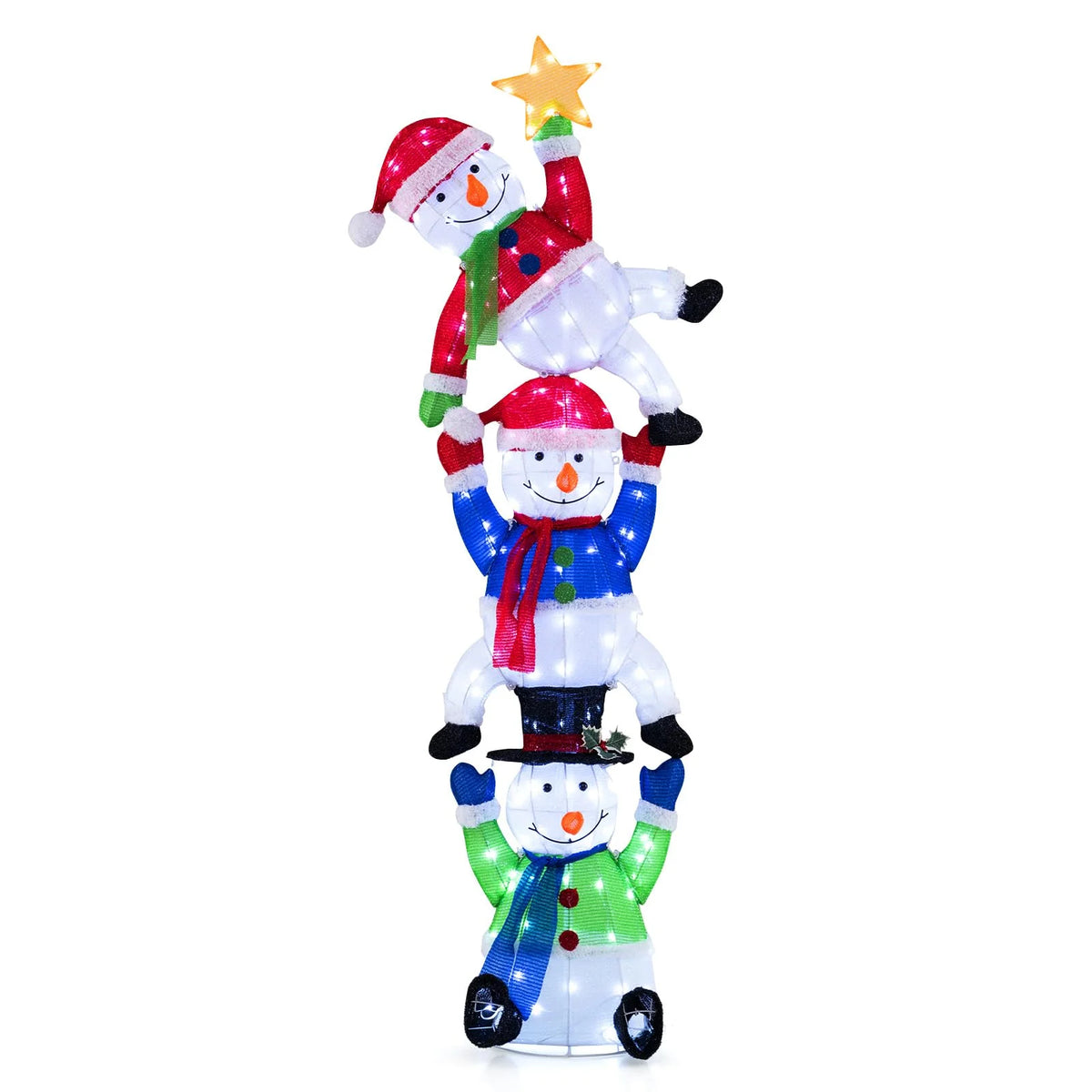 Tangkula 6 FT Lighted Christmas Stacked Snowman Set, Light-up Christmas Decoration with 155 LED Lights - Product image 9